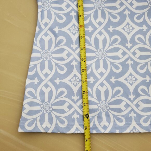 Gretchen Scott Split Neck 3/4 Sleeve Blouse in Piazza Pale Blue Size Medium - Picture 9 of 10